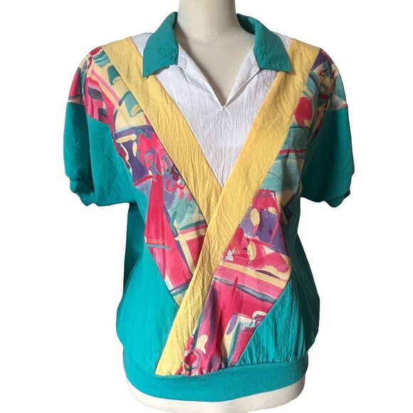 Cape Cod Petites Tops - Vintage Cape Cod Petites Track Shirt Sz 14 (Large) Retro Collared 80's Blouse